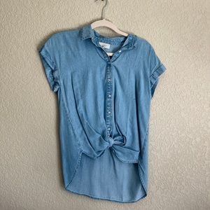 Loft | Front Tie Denim Button up